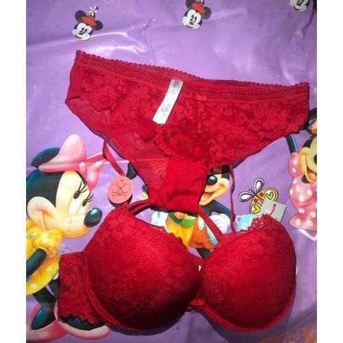 Women Sexy Push Up Bra Deep Cup Brassiere and Pant